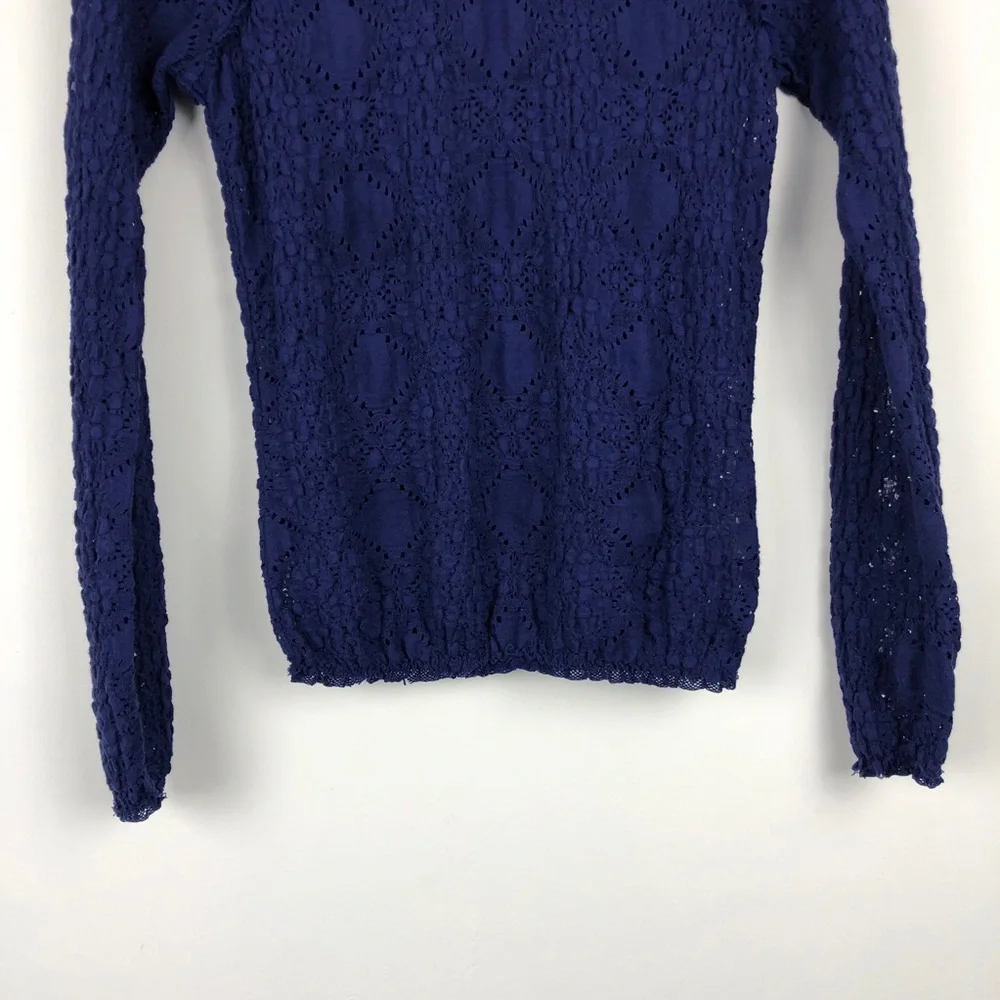 Free People Blue Lace Long Sleeve Top